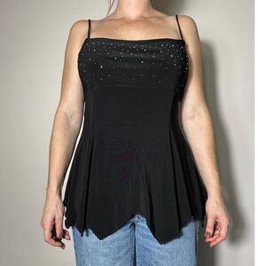 Vintage Black Bejewelled Fairy Top Size Medium